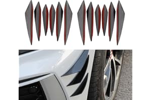 Fogfar 12 PCS Car Spoiler Canards Kit, Car Front Bumper Lip Splitter, Universal Car Anti Collision Strip Decoration Decal (Black)
