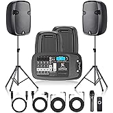 CAICOUSTIC 8-Channel Portable PA System with Bluetooth, Microphone, 2 Speaker Stands, USB, Reverb/Delay Effects - Perfect for Outdoor Events, Parties, Weddings, Church Services (2 x 10 Woofers)