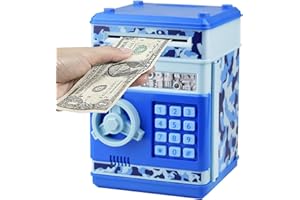 HUSAN Piggy Banks Money Banks for Kids, Electronic Password Code Money Banks ATM Banks Box Coin Bank for Children Boys and Girls (Camo Blue)