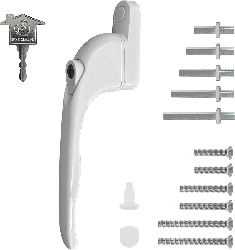 HomeSecure Universal Locking uPVC Window Handle with Keys Espag Reversible