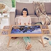 Puzzle Board 1500 Pieces,2 in 1 Jigsaw Puzzle Table with Folding Legs | With 4 Drawers and cover,Easy to Storage,Portable Board Game Table for All Ages,No Installation,Use for Floor and Table