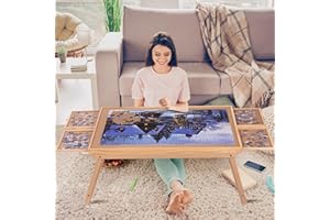 RAGOZONERY Yacona Puzzle Board 1500 Pieces,34.3”x 26” Jigsaw Puzzle Table with Folding Legs,4 Drawers and Cover,Portable Board Game Table for Adults and Teens with No Installation Required