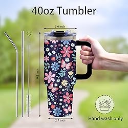 xiiai Gifts for Women - Floral Tumbler 40oz with
