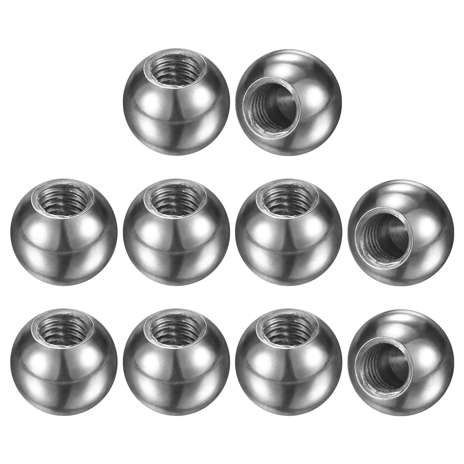 M METERXITY 10Pcs Threaded Ball Nut Knobs, M5x10mm 304 Stainless Steel Female Thread Ball Nut Cap for Lighting Fixtures/Machinery/DIY, Round Solid Screw Cap Cover [Silver]