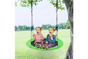DEROFIT Tree Swing, 40 Inch Flying Saucer Swing for Kids Outdoor - 750Lb Weight Capacity, Round Disc Swings, 900D Oxford Waterproof Fabric, Tree Swings Sets for Backyard, Outdoor Playground