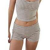 Morlaeley Women Fold Over Shorts Foldover Low Waist Stretch Pajama Micro Mini Shorts Y2k Lounge Bottoms Sleepwear