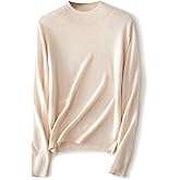 Ciovkis Women's Merino Wool Blend Sweater Fall Winter Mock Neck Long Sleeve First-Line Ready to Wear Seamless Knit Sweater
