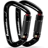 FresKaro UIAA Certified 25KN Auto Locking Climbing Carabiner Clips, Twist Lock, and Heavy Duty Carabiners for Rock Climbing, Rappelling, and Mountaineering, D Shaped