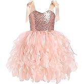 EULIMENE Girls Sequins Tutu Dress Sparkly Tulle Princess Birthday Prom Pageant Graduation Dresses 2-10Y