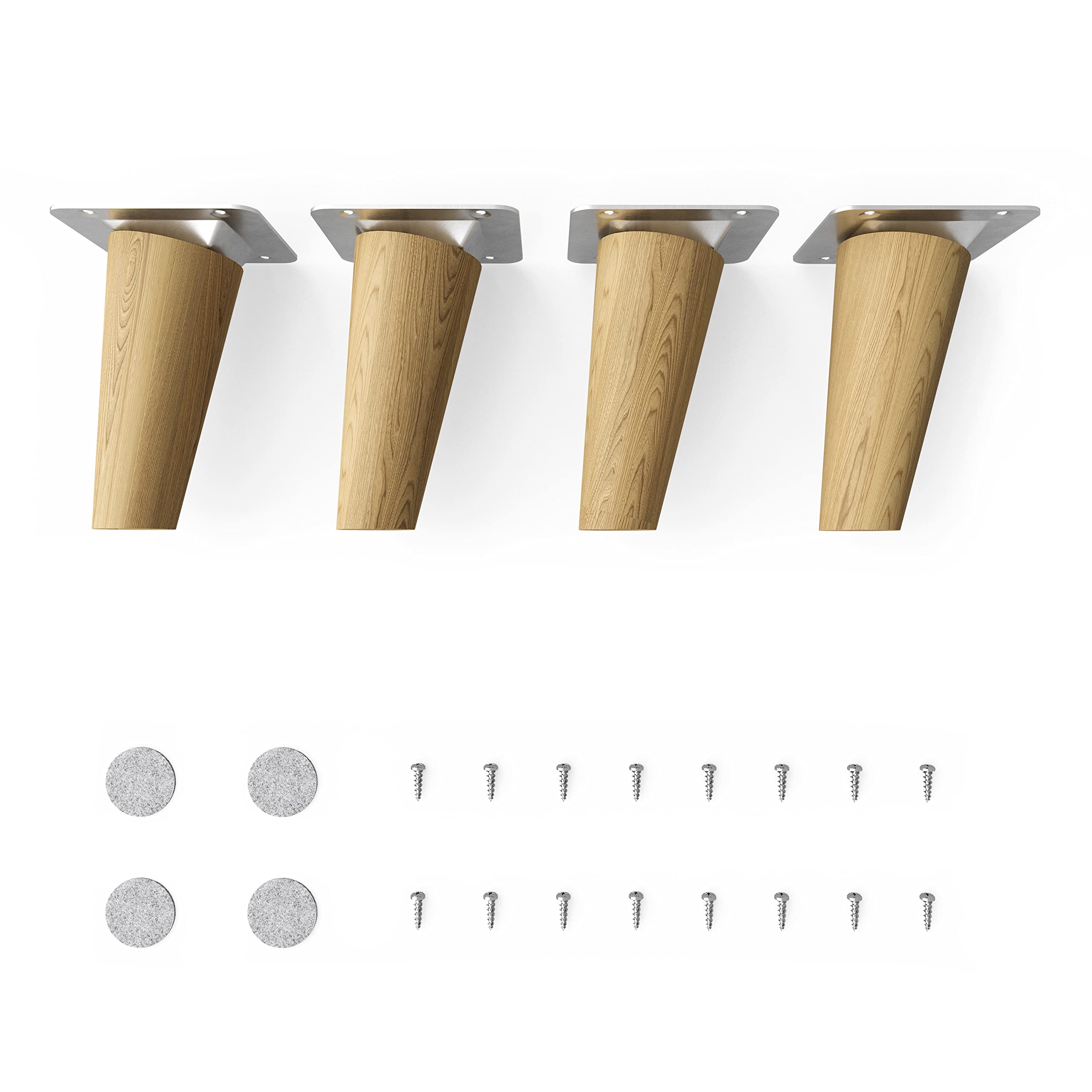 Sossai® Wooden furniture feet - Clif Round | oil finish | height: 10 cm | HMF2 | round conical (slanted design) | material: solid wood (oak) | for chairs, tables, cupboards