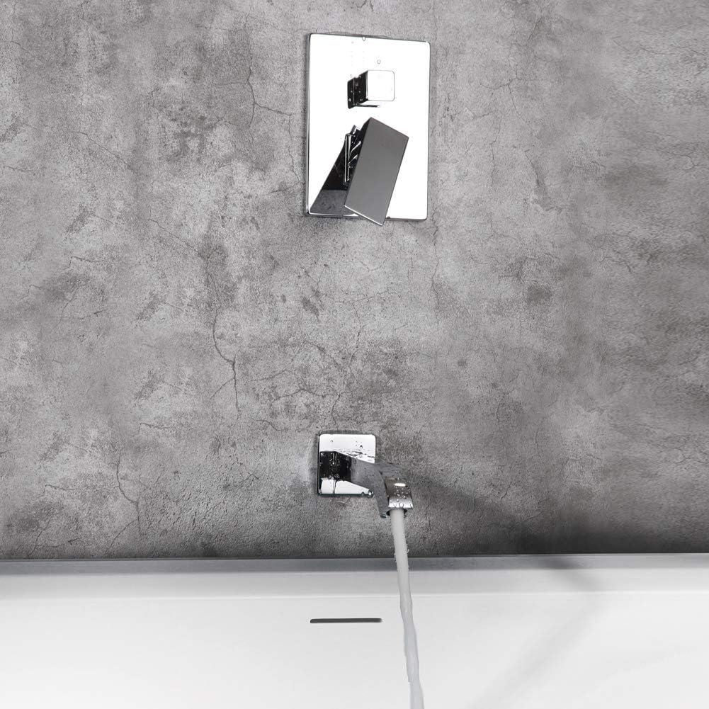 POP Shower Faucet Set with Tub Spout Chrome Bathroom Luxury Rain Mixer Shower System Wall Mounted Rainfall Shower Combo Set, Single Function Tub and Shower Trim Kit with Rough-in Valve - - 