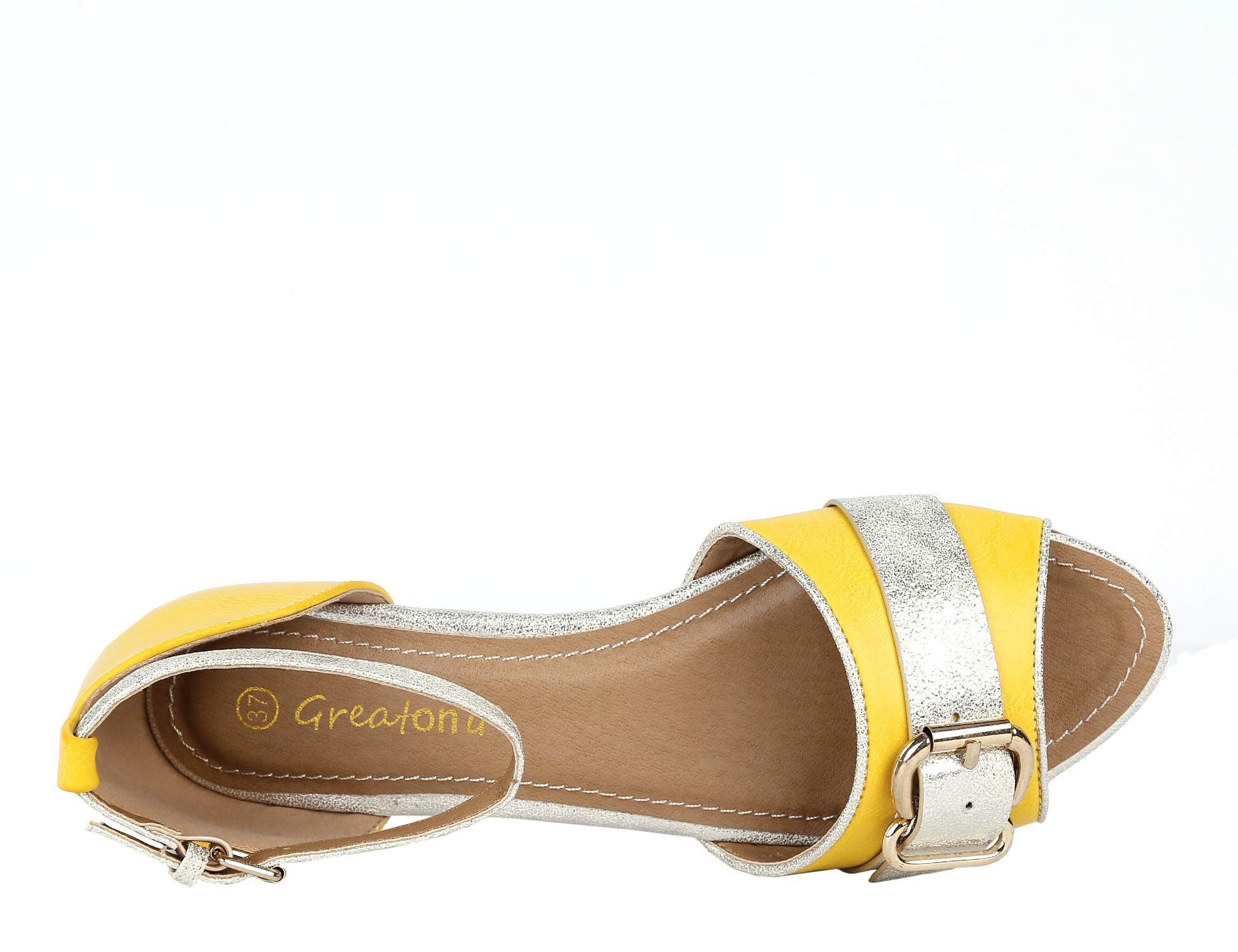 Greatonu Womens Shoes Buckle Ankle Strap Comfort Cushion Flat Sandals - Image 4
