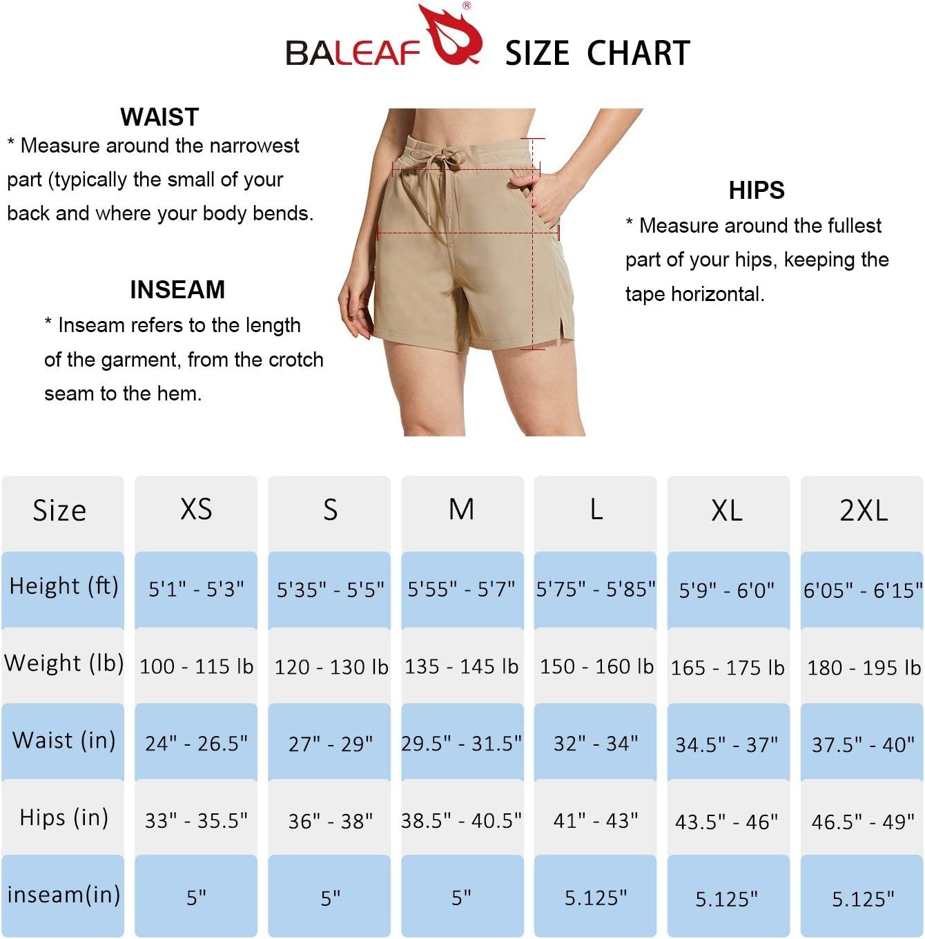 BALEAF Women's 5" Hiking Shorts with Zip Pocket Quick Dry Athletic Running Shorts Elastic Waist : Sports & Outdoors