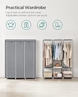 SONGMICS Clothes Wardrobe Portable Closet with Cover 130 x 45 x 167 cm 3 Rails view 3
