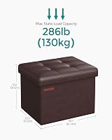SONGMICS Storage Ottoman Foldable Foot Rest 31x41x31 cm Chestnut Brown LSF100K52 view 5