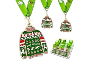 BSTWARM 3 Pcs Christmas Sweater Medal Ugly Sweater Medal That Christmas Party Decoration Medal for Ugly Sweater Contest Winners