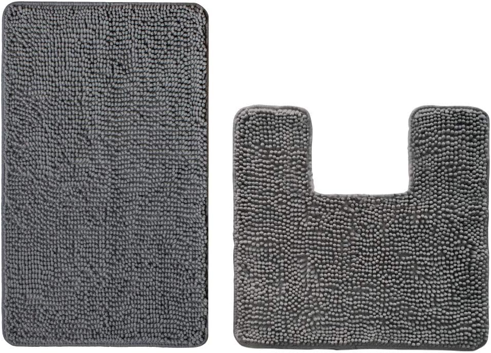 Gorilla Grip Bath Rug and Square UShape Contoured Mat for