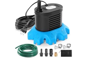 FIDISP Pool Cover Pump, 850 GPH Water Pump for Pool Draining With 4 Hose Adapters, 23 FT Drain Hose, 25 FT Power Cord, Pool Cover Pumps Above Ground for Drainage of Pool Covers, Ponds and Tubs(Blue)