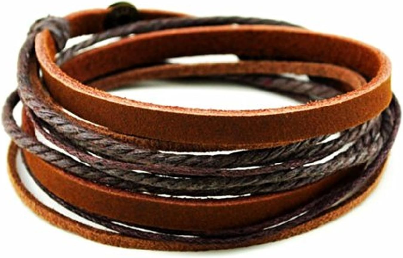 Brown Leather Wristband Cuff Bracelet, Friendship Gift, Brown Ropes Bracelet, Women Wrap Bracelet, Men Wrap Bracelet
