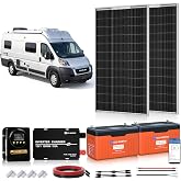 ECO WORTHY 12V 200W Solar Panel kit with Battery and Inverter for RV Off Grid:2PCS 100W Solar Panel,2PCS 12V 100Ah Lithium Ba
