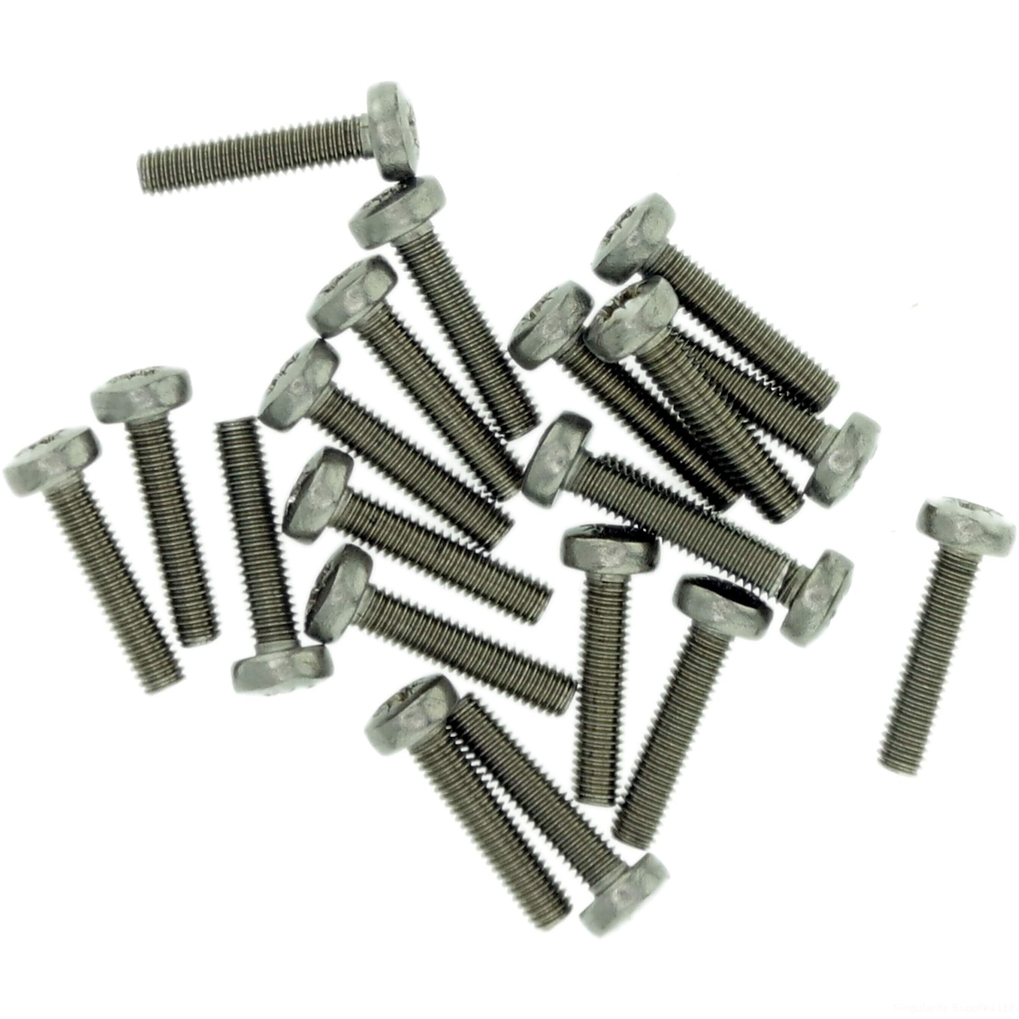 M2.5 (2.5mm x 18mm) Pozi Pan Machine Screw (Bolt) - Stainless Steel (A2) (Pack of 20)