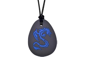 MUNCHABLES: JEWELRY FOR KIDS THAT CHEW Munchables Dragon Sensory Chew Necklace for Adults or Kids - Chewy Fidget Stim Toy Jewelry for Boys and Girls (Navy/Black)
