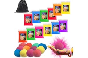 ARELUX Color Powder Balls 12 Pack,Refillable Holi Color Chalk Bombs Throwing Balls in 75g,Fun Color Run,Smoke Photography,Marathon,Gender Reveals For Photoshoot,Rangoli,Color Toss Wars,Party&Festival