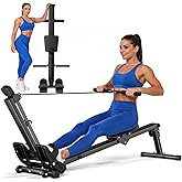 Rowing Machine for Home Use, LUBBYGIM Rowing Machine Foldable Rower with LCD Monitor & Comfortable Seat Cushion, Hyper-Quiet 