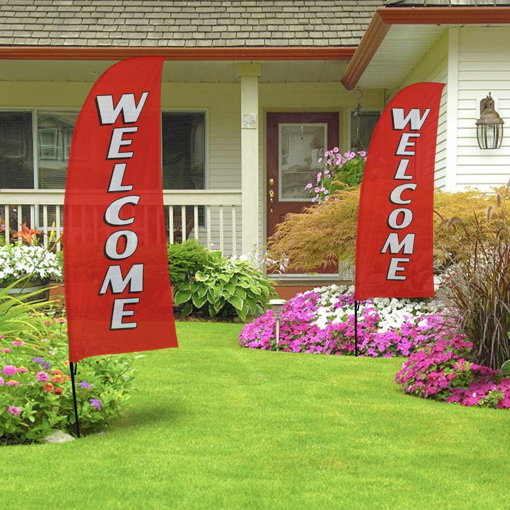 Welcome Swooper Flag & Pole Kit for Festivals and Events Garden Banner, Yard Decorations or Commercial Advertising Display