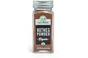 Geo-Fresh Organic Nutmeg Powder 1.76 oz (50g), Non-GMO, Kosher, 100% Organic, Gluten Free, Aromatic Spice, USDA Certified