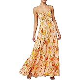 Kiluex Womens Flowy Floral Long Dress Summer Sleeveless Spaghetti Strap Backless Boho Maxi Dress for Vacation Beach