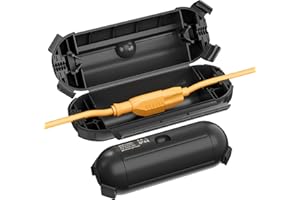 [2 Pack] Outdoor Extension Cord Safety Cover, BN-LINK Weather Resistant Seal Housing with 4 Latches, Fits 12/14/16 AWG Extension Cord, Holiday String Lights, Plug, Waterproof IP44, Black