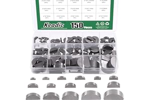 Keadic 150Pcs 15 Metric Sizes Woodruff Key Assortment Set, Carbon Steel Half Moon Gear Shaft Drive Semicircle Bond Key Pulley