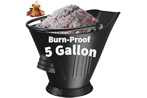 AMAGABELI GARDEN & HOME XXL 5-Gallon Ash Bucket for Fireplace Metal Coal Bucket Wood Stove Charcoal Bucket Hot Ashes Can Pail Fireside for Fire Pit Firewood Burning Indoor Outdoor Grill Hearth Tools
