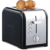 Kenmore toaster 2 slice - extra wide slot countertop kitchen appliance, defrost function, tostador de pan, 9 shade settings, 