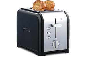 Kenmore toaster 2 slice - extra wide slot countertop kitchen appliance, defrost function, grille-pain, 9 shade settings, comp