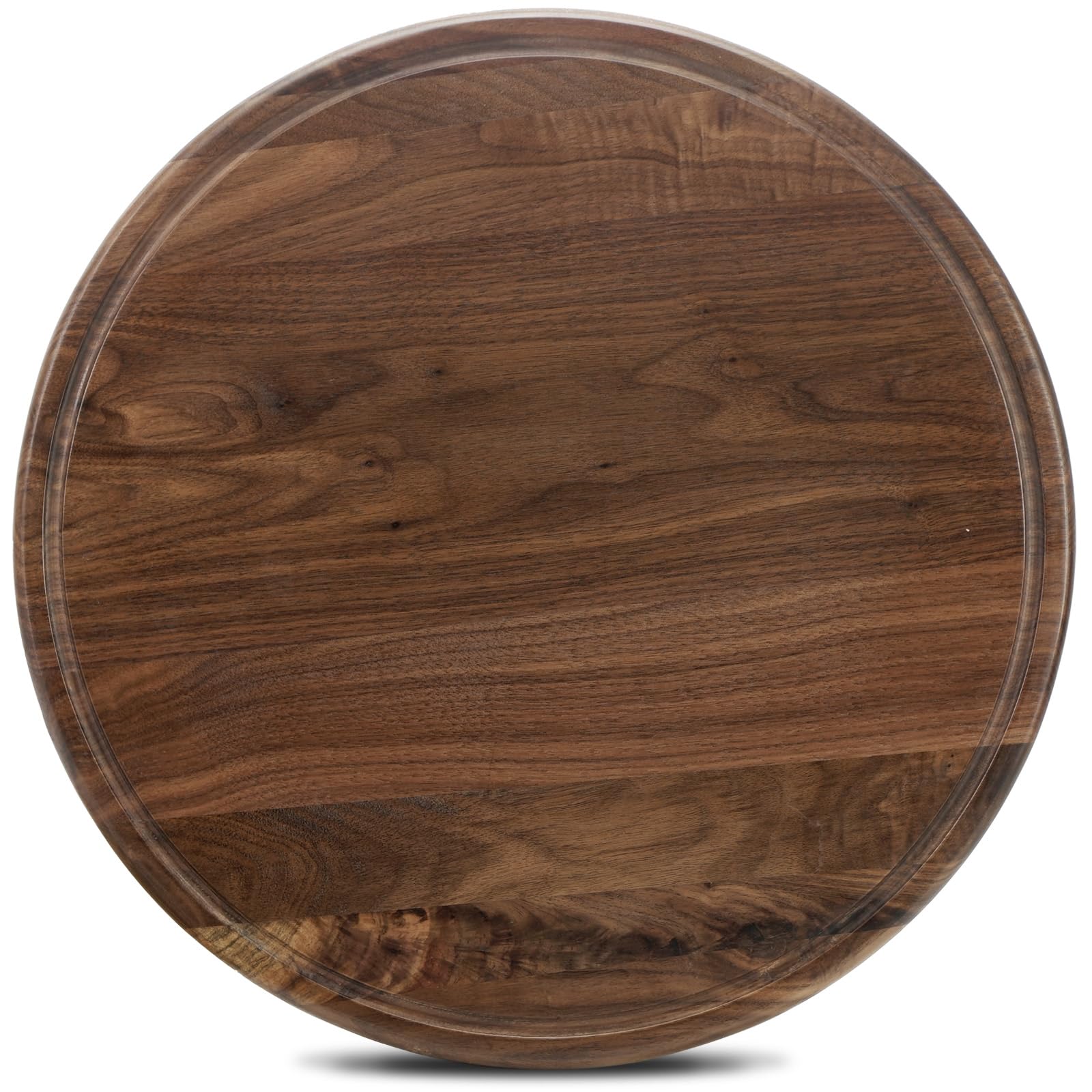 MAGIGO 16 Inches Round Walnut Wood Cutting Board for Kitchen, Wooden Chopping Board with Juice Grooves