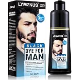 Men's Mustache &amp; Beard Dye for Gray Hair Coverage - Natural Black Color in 5 Minutes, Easy Application Shampoo for Facial Hair 200ml