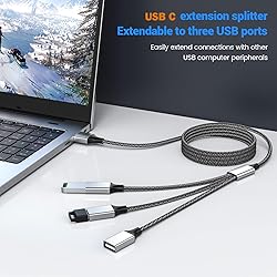 USB C to Triple USB Cable Splitter 3.3Ft,USB C Male