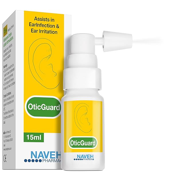 NAVEH PHARMA OTIC GUARD – NATURAL EAR SPRAY DROPS | ORGANIC HERBAL SWEET OIL BLEND 3 IN 1| ITCHY EAR, SWIMMER’S EAR, & EAR WAX REMOVAL | CLOGGED EARS | 0.5 FL OZ