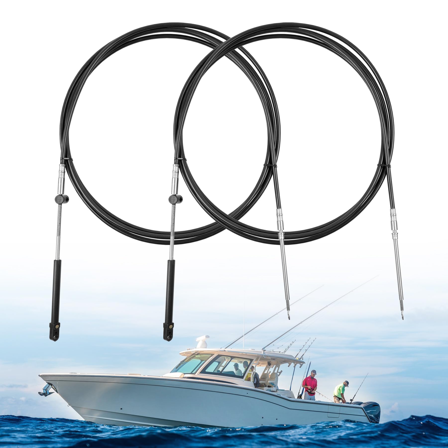 Photo 1 of ATRACYPART 2PCS 15FT Gen 2 Outboard Control Cables Fits for Mercury Motor – Upgraded Throttle and Shift Cables for Mariner, MerCruiser, Quicksilver, Force