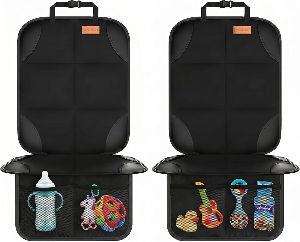 SMART ELF Car Seat Protector 2 Pack Isofix, Waterproof Padding, Organiser