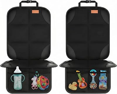 SMART ELF Car Seat Protector 2 Pack Isofix, Waterproof Padding, Organiser
