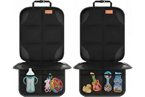 Smart eLf Car Seat Protector, 2Pack car seat Protector for Baby carseat with Thickest Padding, Non Slip Backing Mesh Pockets 