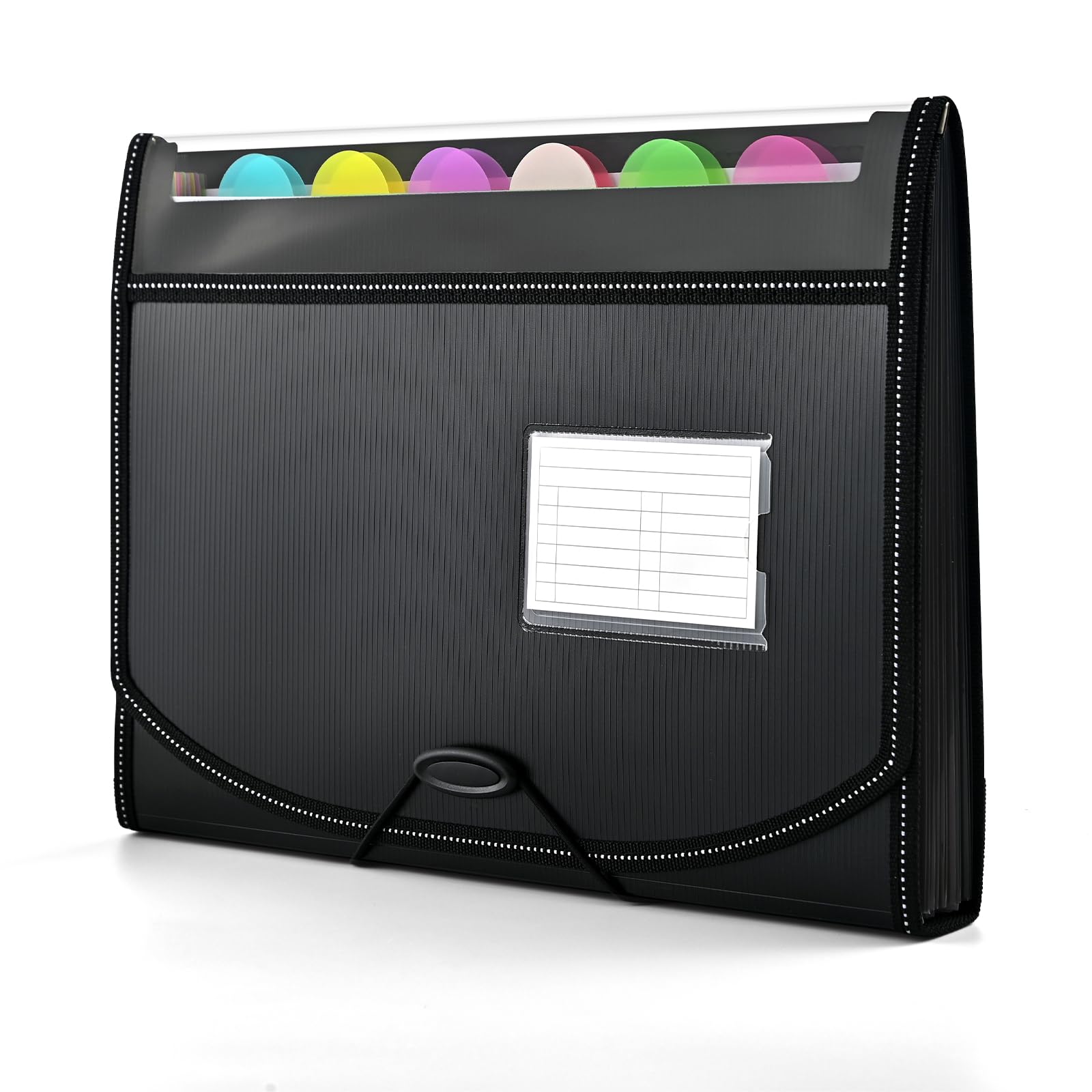 Photo 1 of 12-Pocket-Expanding File-Folder,Accordion-File-Organizer, A4/US Letter Size Paper Receipt Organizer Accordian Filing Folders (Black-C-12 Pockets)