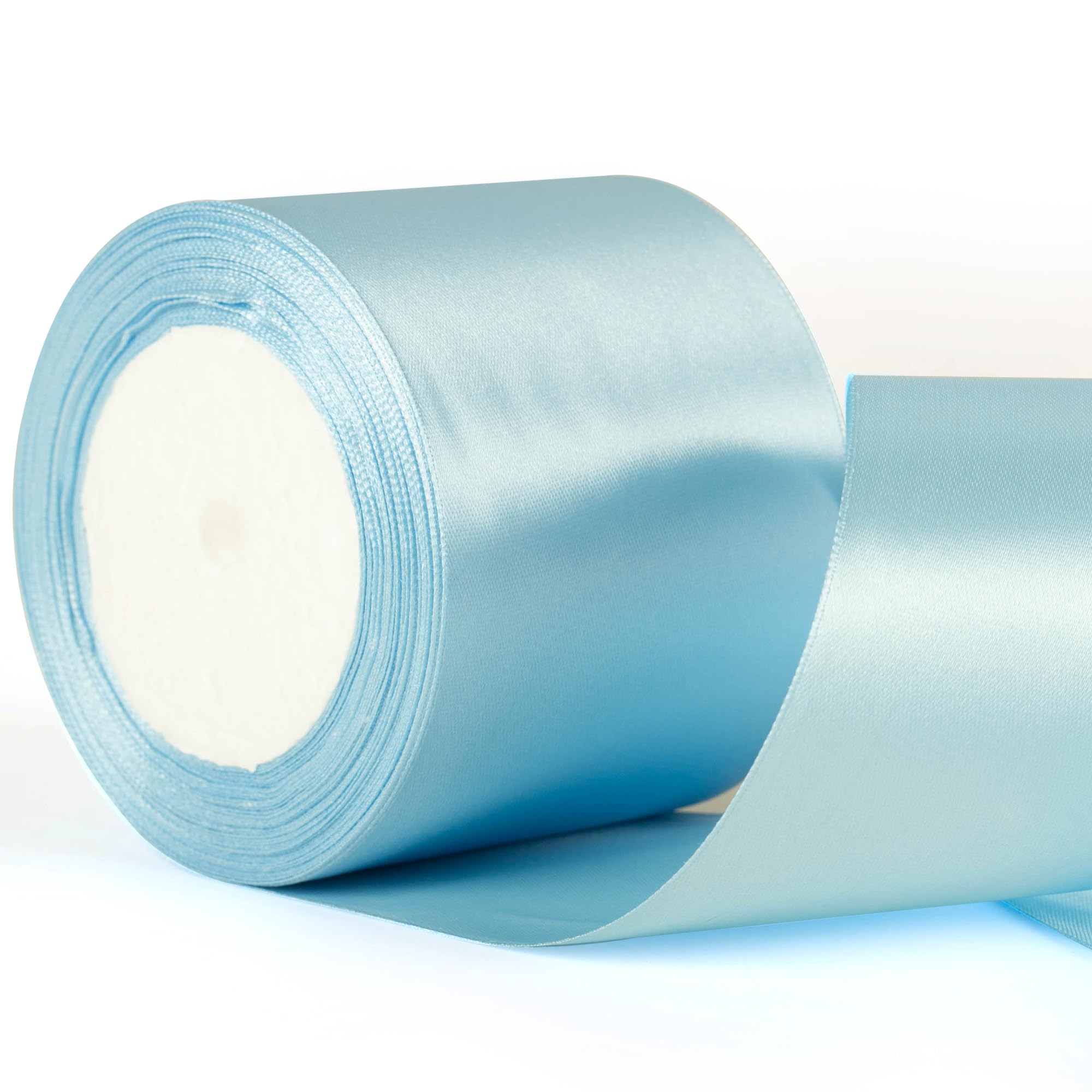 75mm Wide Baby Blue Thick Ribbon for Gift Wrapping 22m, Thick Light Blue Ribbons Fabric Satin Ribbon for Present Wrapping Christmas Florist Bouquet Cake Hair Bow Crafting Wedding Car Decoration