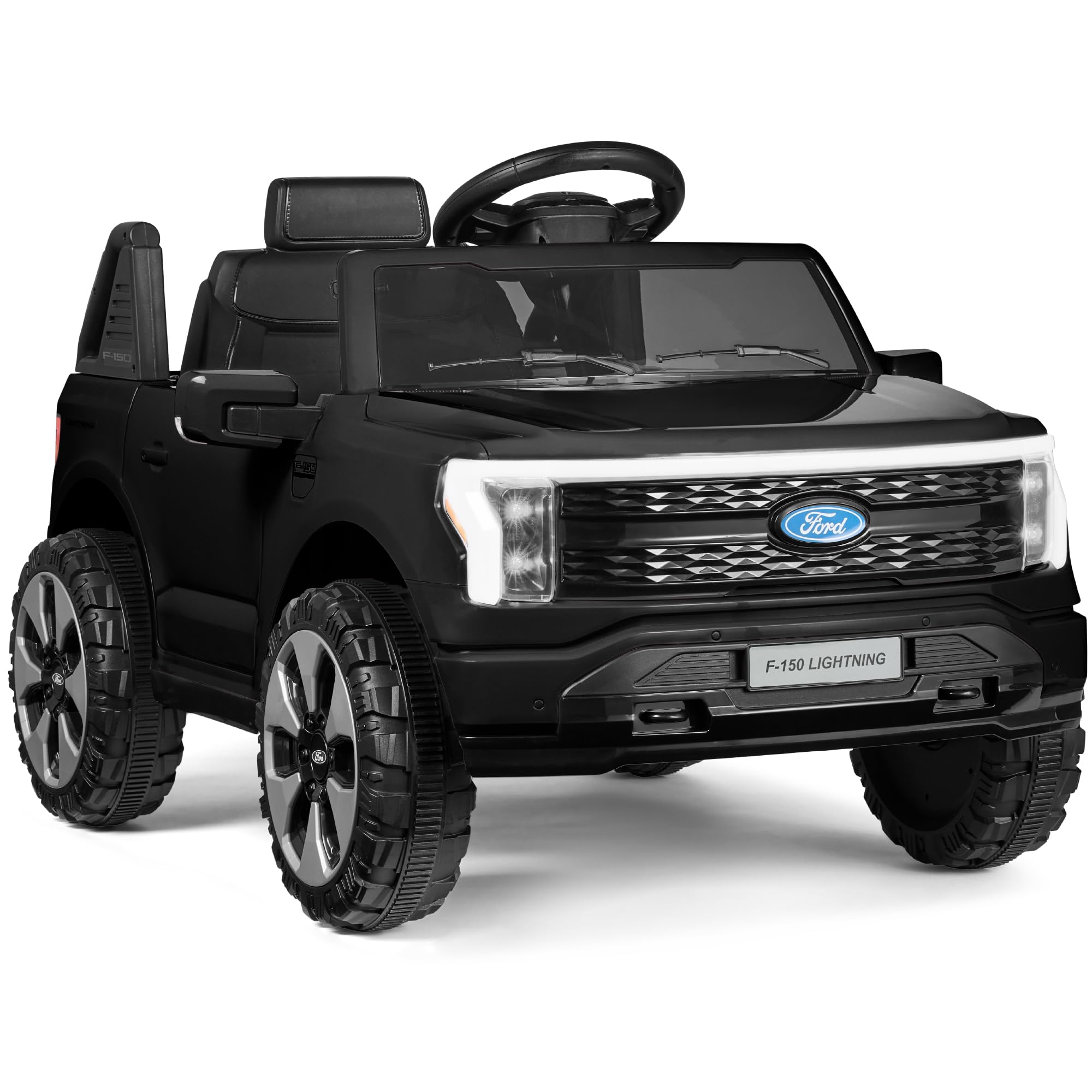 Best Choice Products Licensed Ford F-150 Lightning Truck Kids 12V Electric Ride On Car Toy w/ 66lb Weight Capacity, Parent Control, Bluetooth - Black