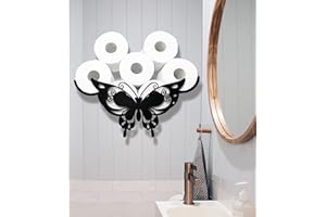 EUIROET Metal Butterfly Wall Toilet Paper Storage,Black Toilet Tissue Holder,Animal Decorative Metal Paper Holders,Cute Toilet Paper Storage for Bathrooms,Wall Toilet Paper Organizer Hold Extra 8 Roll
