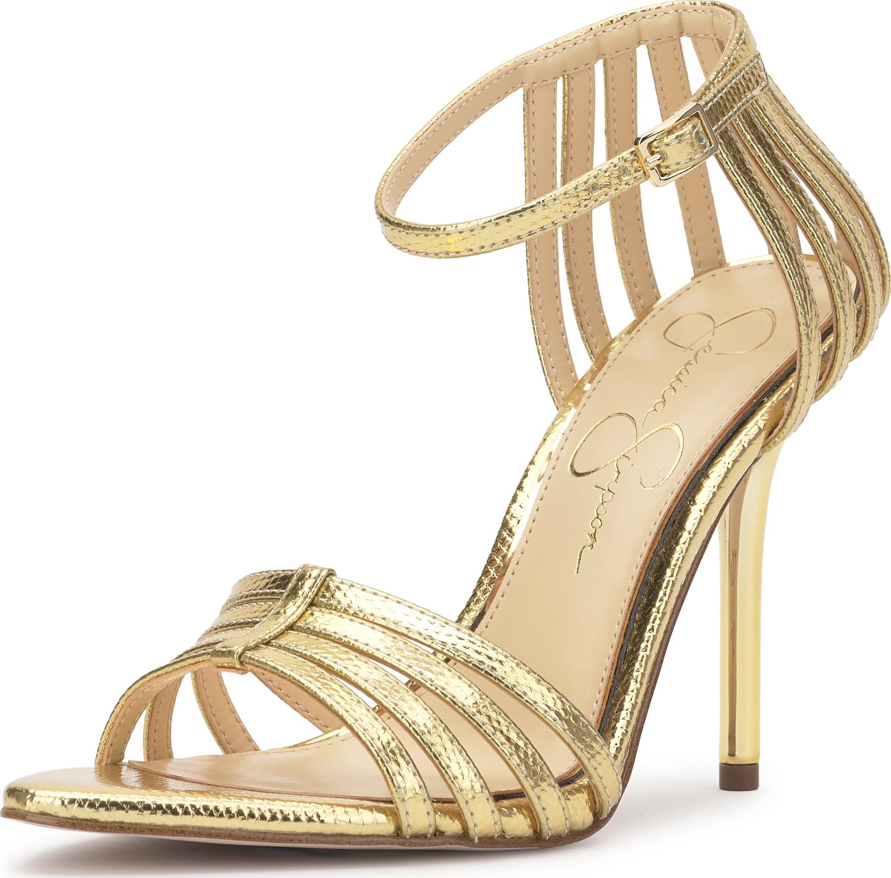 Jessica Simpson Nuvire Caged Heeled Pump, Gold, 6.5