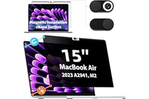IPROKKO Magnetic MacBook Air 15 Privacy Screen Protector, Compatible with MacBook Air 15Inch 2023 Model (M2 Chip A2941), Removable Anti Glare Blue Light Mac Air 15.3 Laptop Black Private Filter